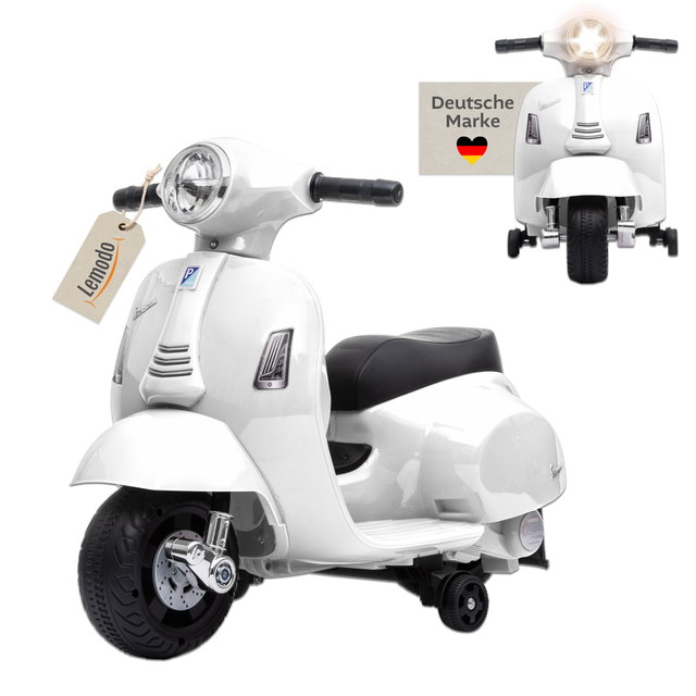 Vespa Kinder Elektrofahrzeug weiß, Elektro Motorrad für Kinder ab 18 Monate Vespa Kinder Elektrofahrzeug weiß, Elektro Motorrad für Kinder ab 18 Monate